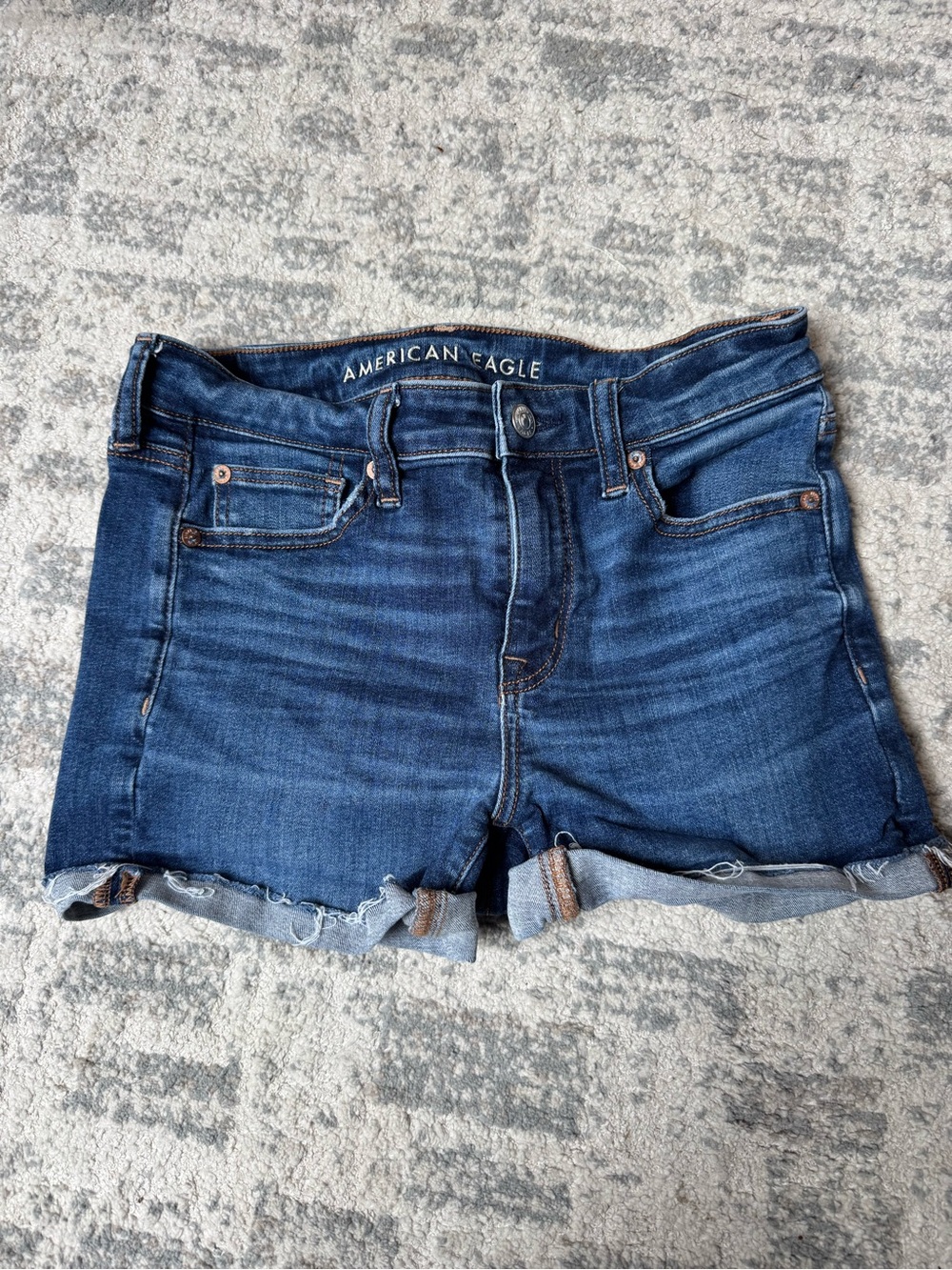 American Eagle Outfitters Blue Rolled Hem Denim Shorts